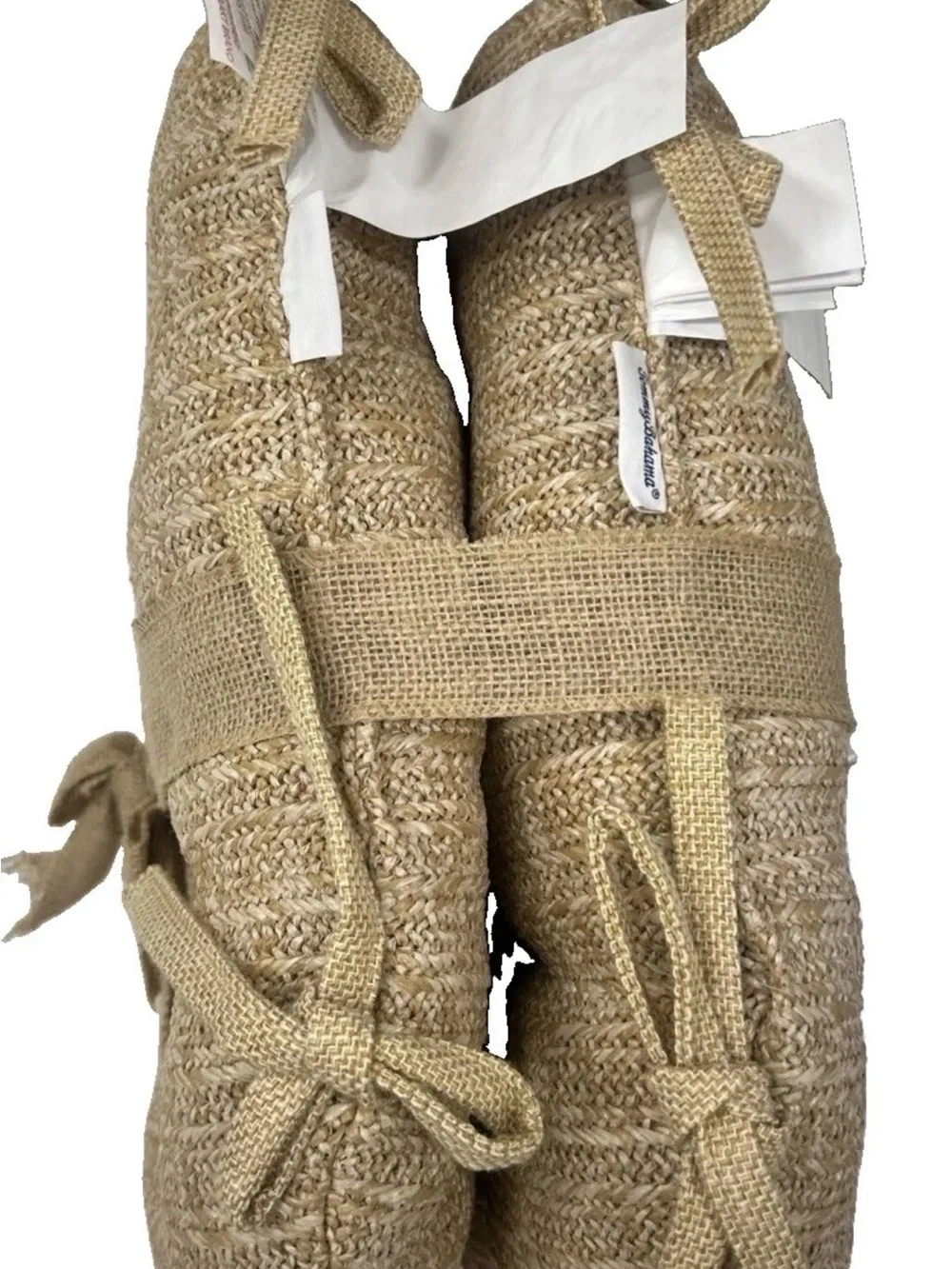 NEW x2 Tommy Bahama Seat Cushion Set Tan Woven Faux Straw Raffia Indoor Outdoor